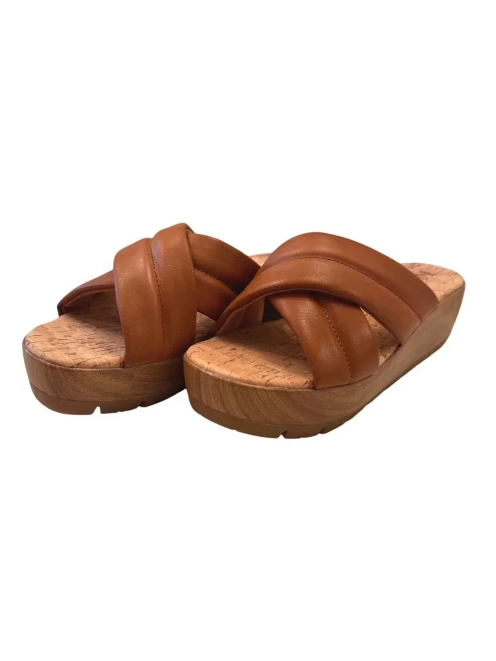 Kork’s Faithe Crossover Size 9 TAN Wedge Cork Sandal NWB Kork Ease